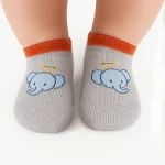 جوراب بچگانه ضد لغزش طرح فیل رنگ طوسی