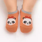 جوراب بچگانه ضد لغزش طرح پاندا رنگ نارنجی