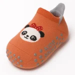 جوراب بچگانه ضد لغزش طرح پاندا رنگ نارنجی