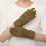 دسکش زنانه فوتر تاچ دار داخل خز دار