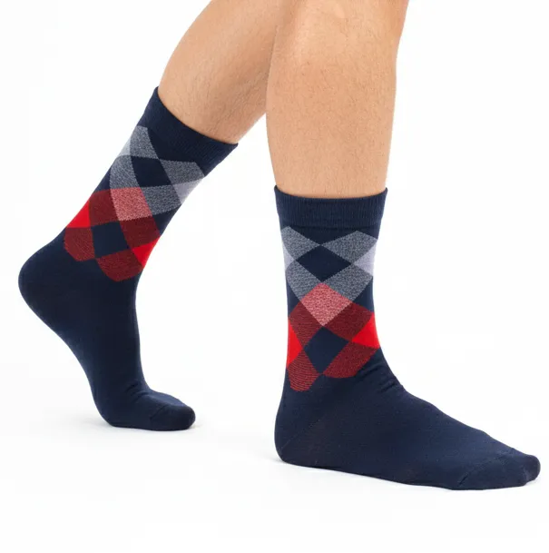 جوراب مردانه ساقدار طرح لوزی کلونت