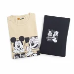 ست تیشرت کرم و شلوار مشکی دم پا کش زنانه مدل میکی ماوس