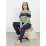 ست بلوز سبز سرمه ای و شلوار سرمه ای زنانه مدل enjoy