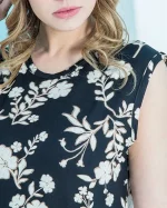 پیراهن زنانه آستین حلقه یقه گرد (طرح برگ) - تصویر 2