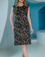 پیراهن زنانه آستین حلقه یقه گرد (طرح زنجیری)