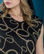 پیراهن زنانه آستین حلقه یقه گرد (طرح زنجیری) - تصویر 2