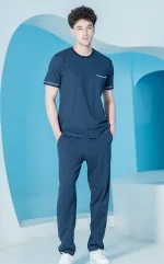 ست مردانه تیشرت جیبدار مغزی دوزی شده و شلوار - بلکس