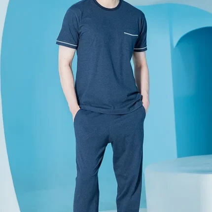 ست مردانه تیشرت جیبدار مغزی دوزی شده و شلوار - بلکس