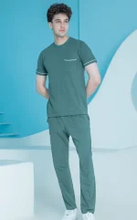 ست مردانه تیشرت جیبدار مغزی دوزی شده و شلوار - بلکس