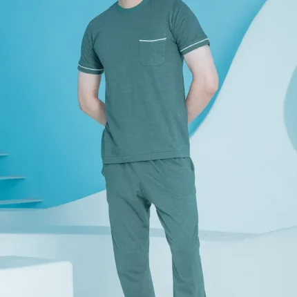 ست مردانه تیشرت جیبدار مغزی دوزی شده و شلوار - بلکس