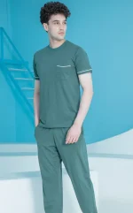 ست مردانه تیشرت جیبدار مغزی دوزی شده و شلوار - بلکس - تصویر 2