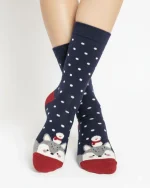 جوراب طرح کریسمس پشمی زنانه و مردانه کوکو مدل زمستانی