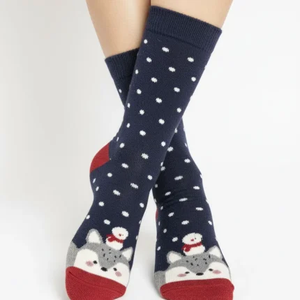 جوراب طرح کریسمس پشمی زنانه و مردانه کوکو مدل زمستانی