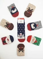 جوراب طرح کریسمس پشمی زنانه و مردانه کوکو مدل زمستانی