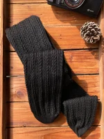 جوراب شلواری بافت زنانه پنتی مدل زمستانه رنگ گندمی