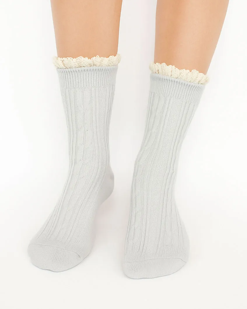 جوراب زنانه ساقدار لبه توری طرح کبریتی