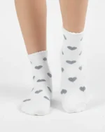 جوراب فانتزی زنانه نخی JINU2 طرح قلب و گل | مناسب سایز 36 تا 40