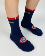 جوراب نیم ساق پسرانه طرح کاپیتان آمریکا مناسب ۸ تا ۱۲ سال