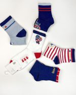 جوراب نیم ساق پسرانه طرح کاپیتان آمریکا مناسب ۸ تا ۱۲ سال