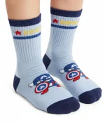 جوراب نیم ساق پسرانه طرح کاپیتان آمریکا مناسب ۸ تا ۱۲ سال