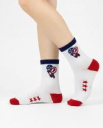 جوراب نیم ساق پسرانه طرح کاپیتان آمریکا مناسب ۸ تا ۱۲ سال