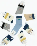 جوراب نیم ساق پسرانه طرح فضانورد میوشی مناسب ۸ تا ۱۲ سال