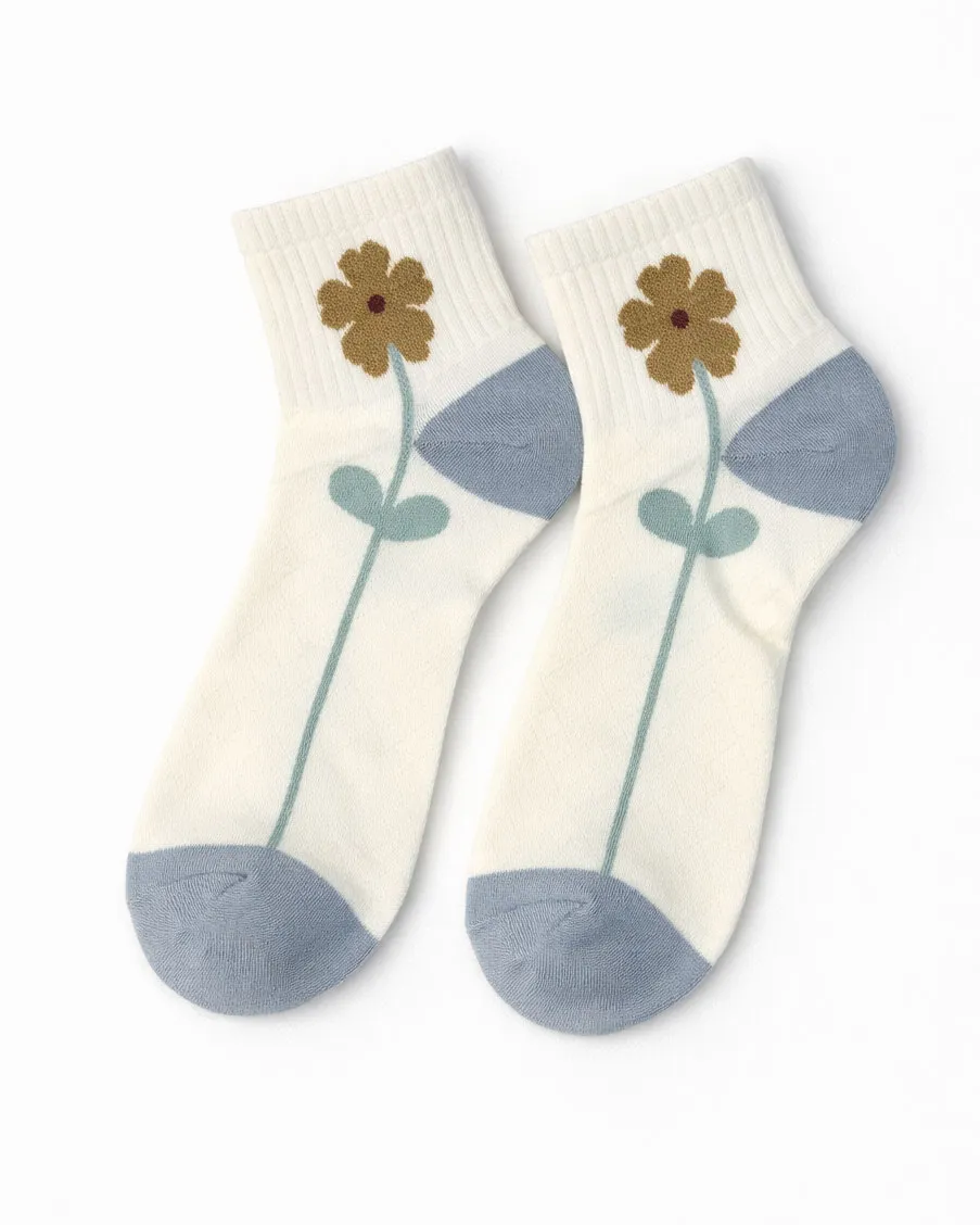 جوراب زنانه مچی سفید طرحدار