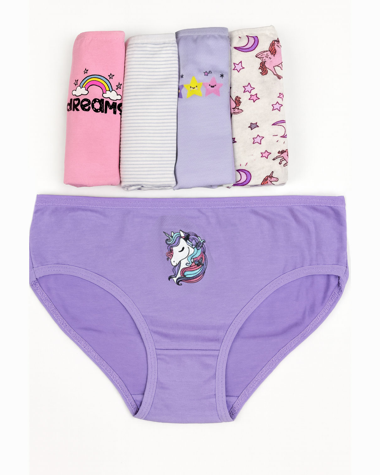 شورت اسلیپ دخترانه یونیکورن نخی براک پک ۵ عددی سایز ۲ تا ۱۲ سال