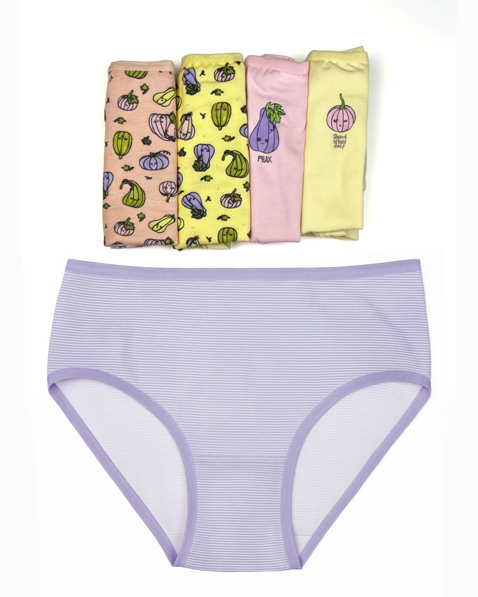 شورت اسلیپ دخترانه طرح میوه‌ای فانتزی براک پک ۵ عددی نخی