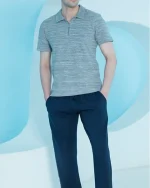 ست مردانه تیشرت یقه‌دار نیم‌زیپ و شلوار پشت دورس دمپا آزاد