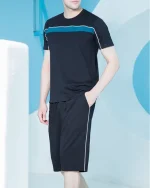 ست مردانه تیشرت تکه‌دوزی و شلوارک مغزی‌دوزی