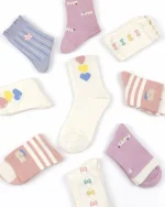 پک 5 عددی جوراب دخترانه نیم ساق طرح قلب