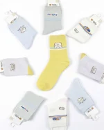 پک 5 عددی جوراب دخترانه نیم ساق طرح خرس