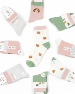 پک 5 عددی جوراب دخترانه نیم ساق طرح هَپی