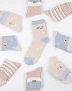 پک 5 عددی جوراب دخترانه نیم ساق طرح روباه