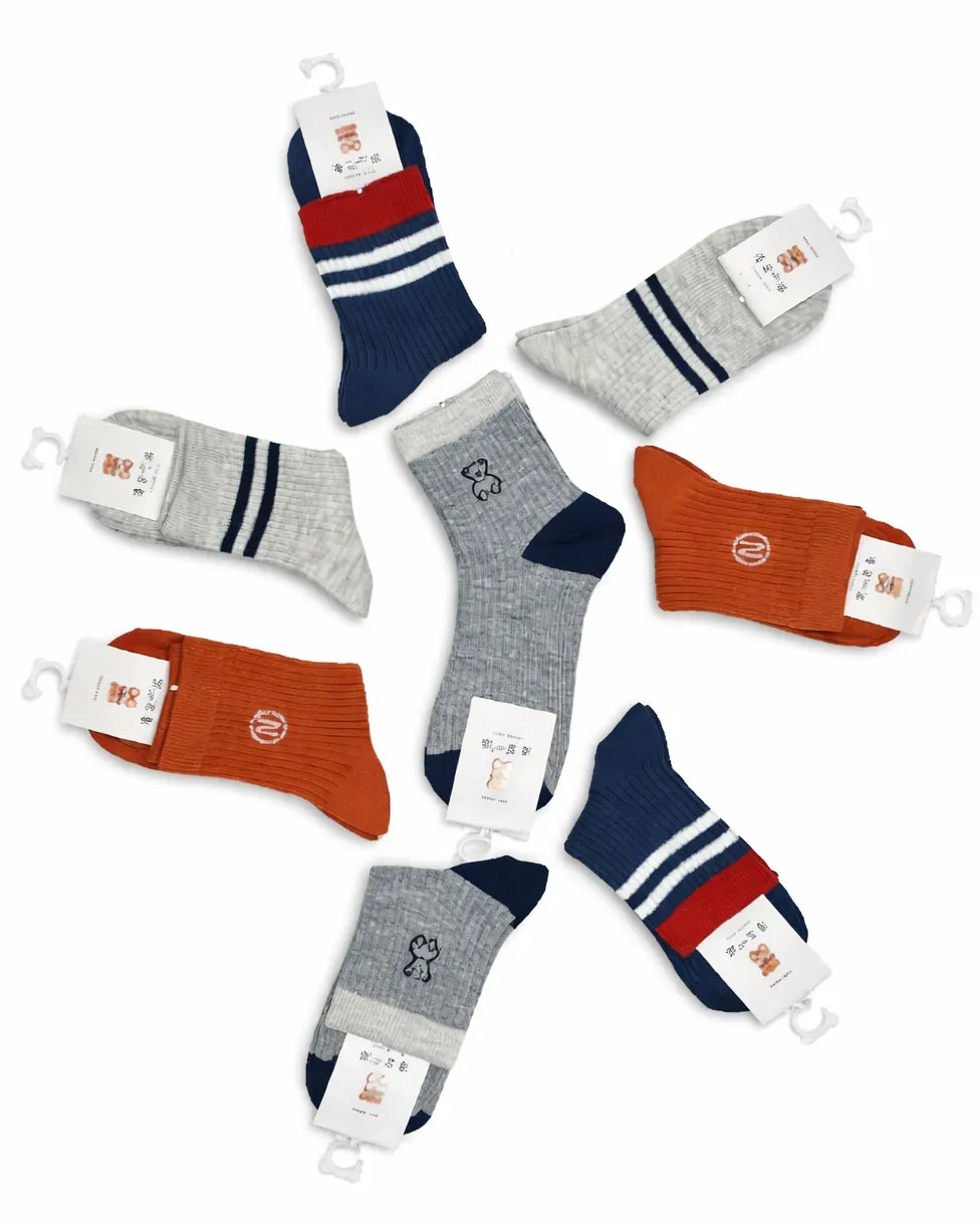 پک 5 عددی جوراب پسرانه نیم ساق طرح اسپرت راه راه