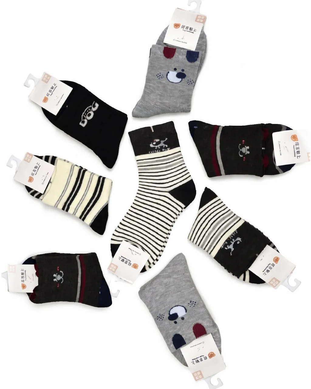 پک 5 عددی جوراب پسرانه نیم ساق طرح سگ