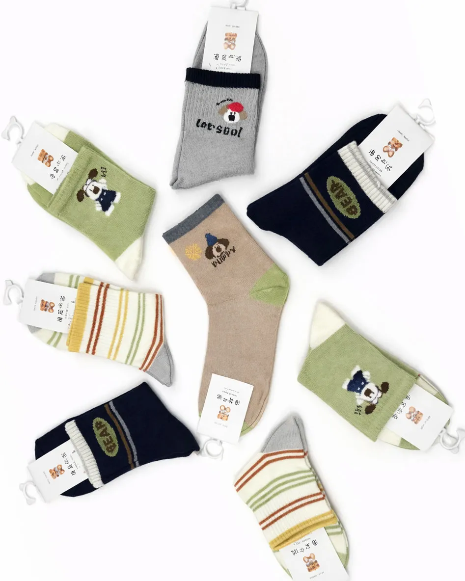 پک 5 عددی جوراب پسرانه نیم ساق طرح پاپی