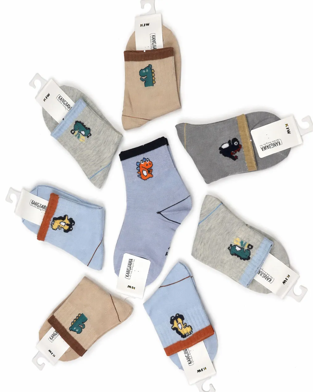 پک 5 عددی جوراب پسرانه نیم ساق طرح دایناسور