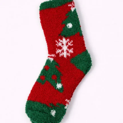 جوراب زنانه کریسمسی حوله‌ ای گرم طرح 2
