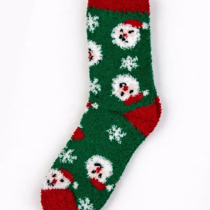 جوراب زنانه کریسمسی حوله‌ ای گرم طرح 6