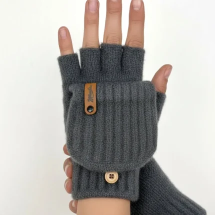 دستکش نیم‌انگشتی بافت گرم دکمه‌دار | Soft Touch