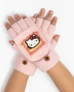 دستکش نیم‌انگشتی دخترانه زمستانی طرح کارتونی