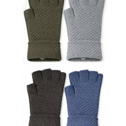 دستکش نیم‌انگشتی بافت زمستانه اسپرت فری‌سایز