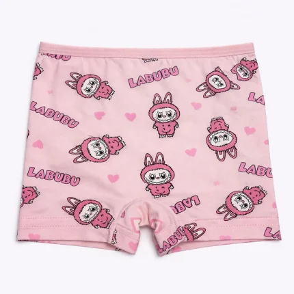 شورت پادار دخترانه میسپل طرح لبوبو رنگ صورتی