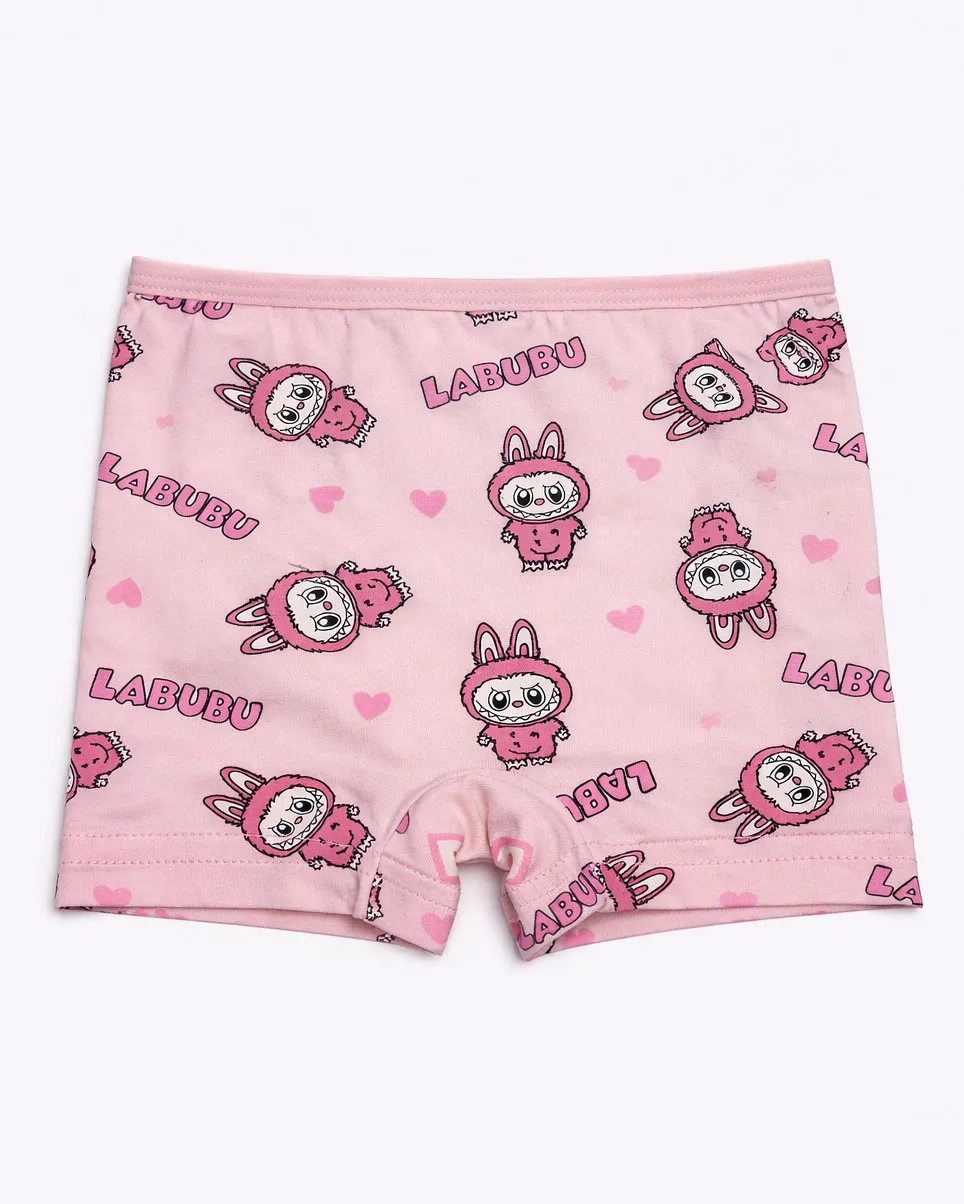 شورت پادار دخترانه میسپل طرح لبوبو رنگ صورتی