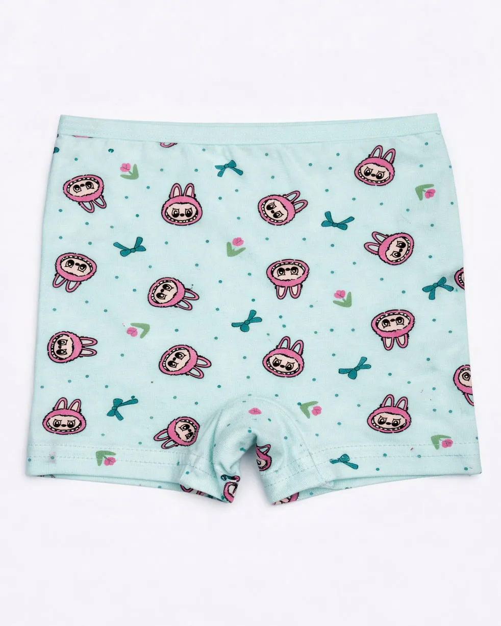 شورت پادار دخترانه میسپل طرح لبوبو رنگ سبز پاستیلی