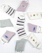 پک 5 عددی جوراب دخترانه نیم ساق طرحدار