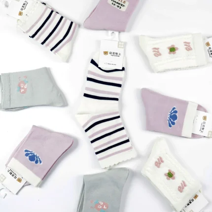 پک 5 عددی جوراب دخترانه نیم ساق طرحدار