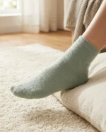 جوراب نخی نیم ساق زنانه ساده رنگی